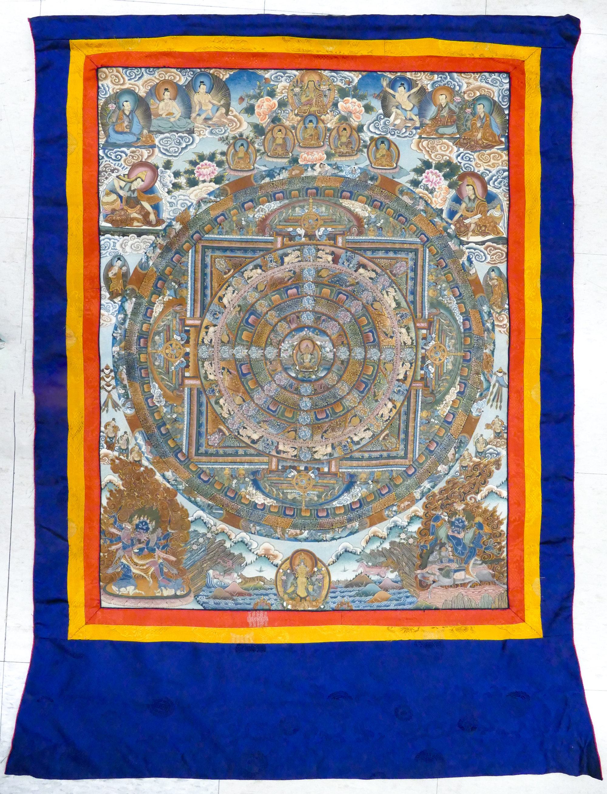 Tibetan Painted Thangka Silk Mounted 3cfbcb