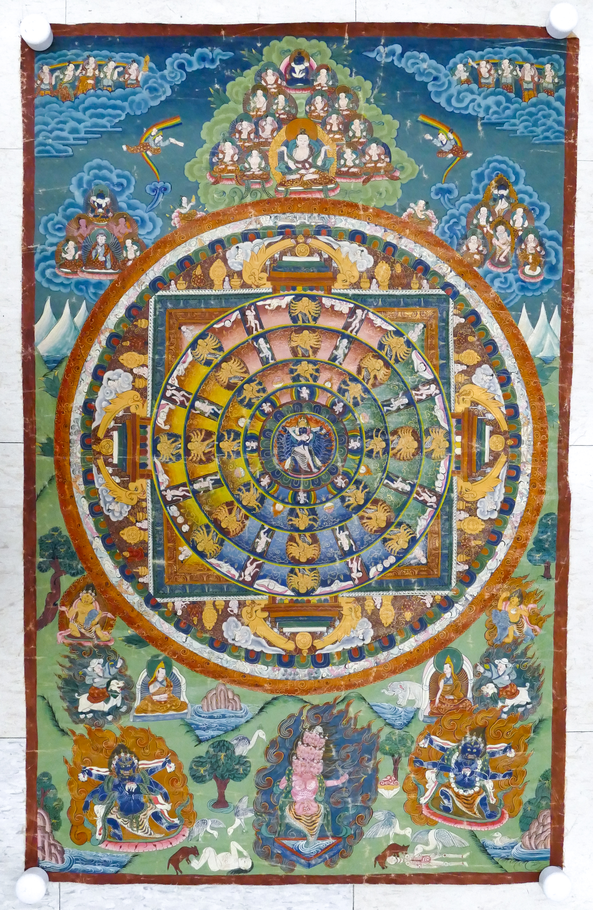 Semi-Antique Tibetan Painted Thangka