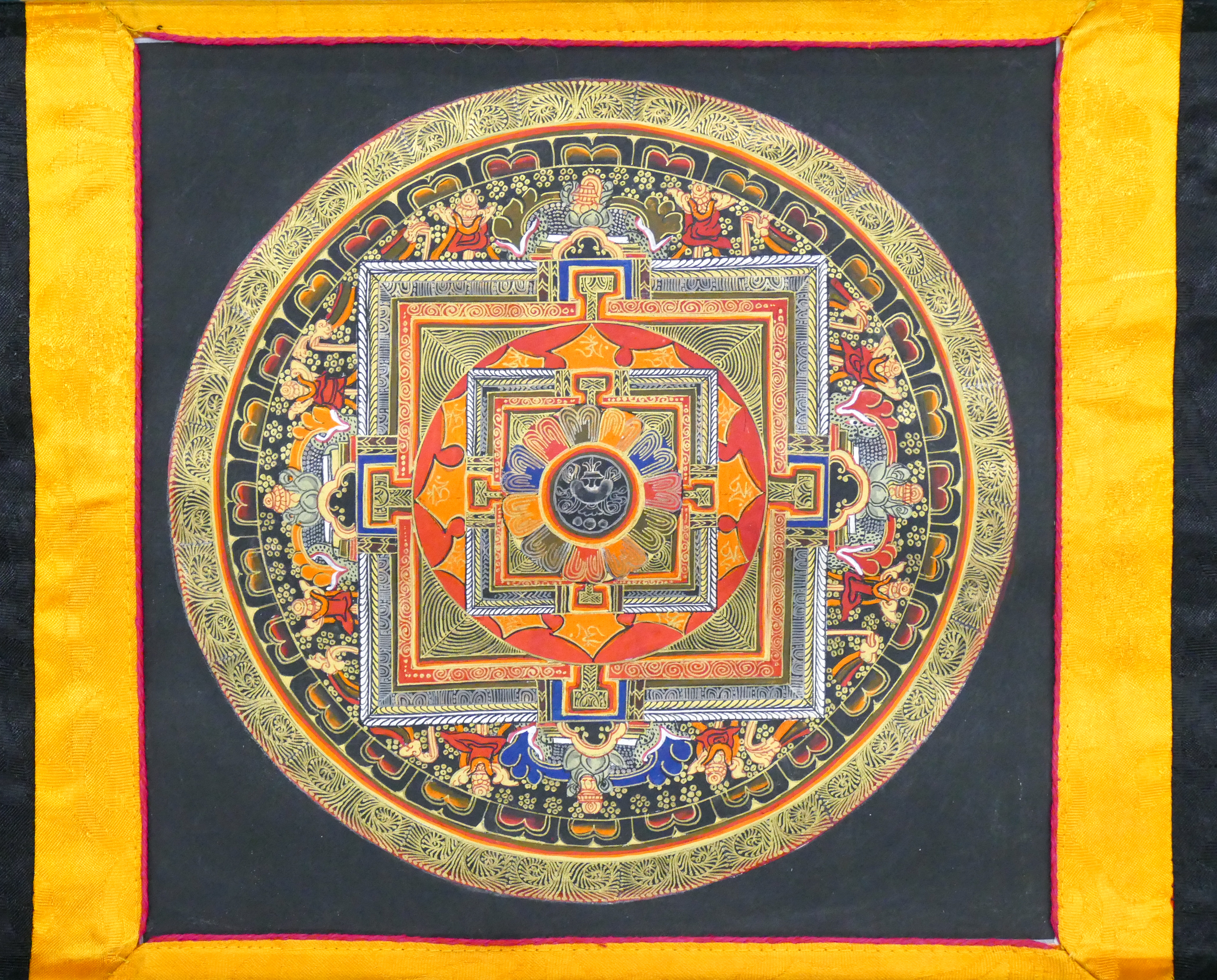 Small Tibetan Painted Thangka Silk 3cfbce