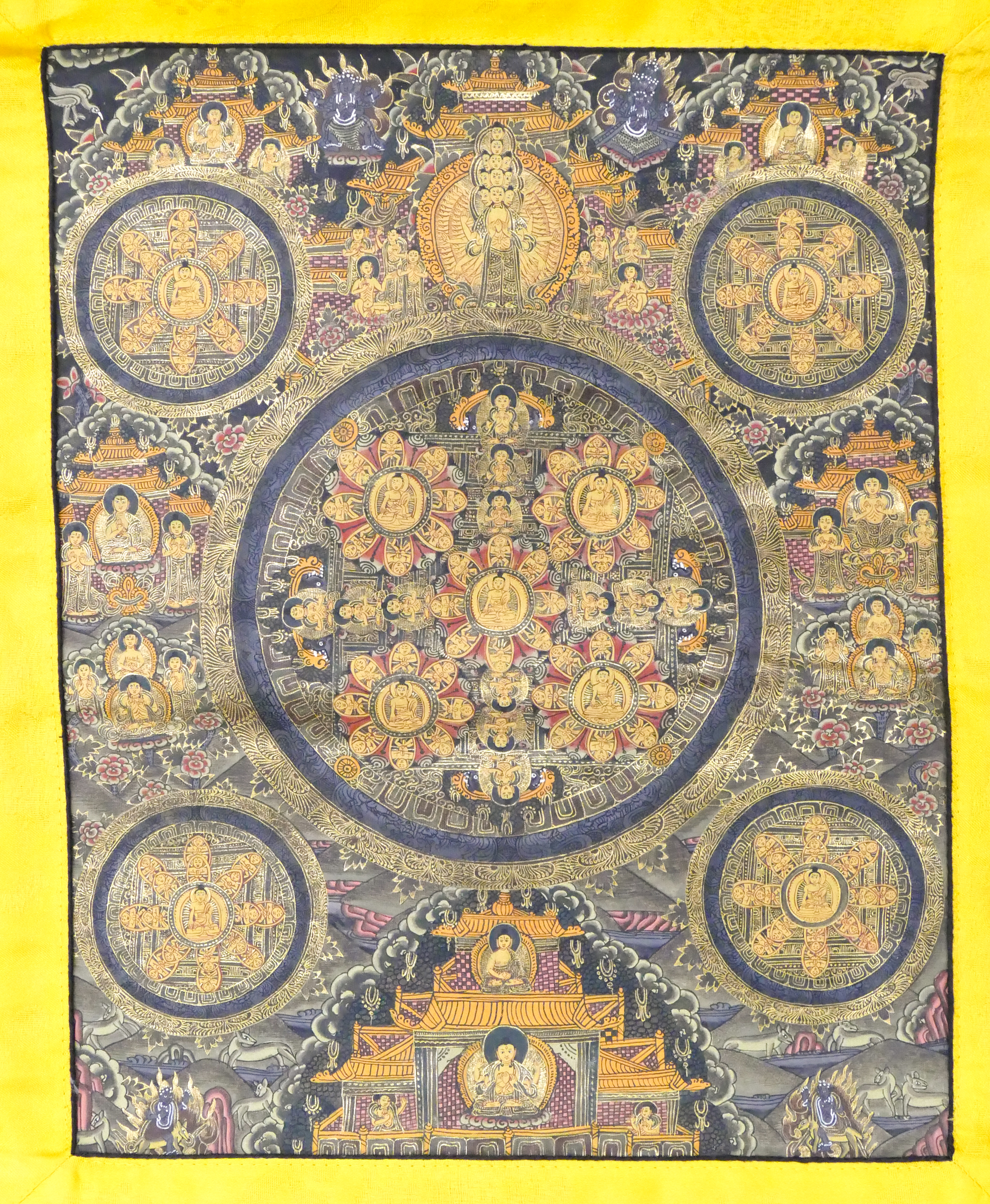 Tibetan Gold Painted Thangka Silk 3cfbcf