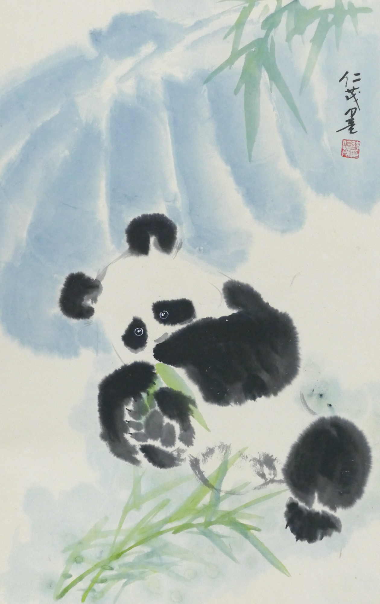 Chinese Panda Scroll Painting Image 3cfbfc