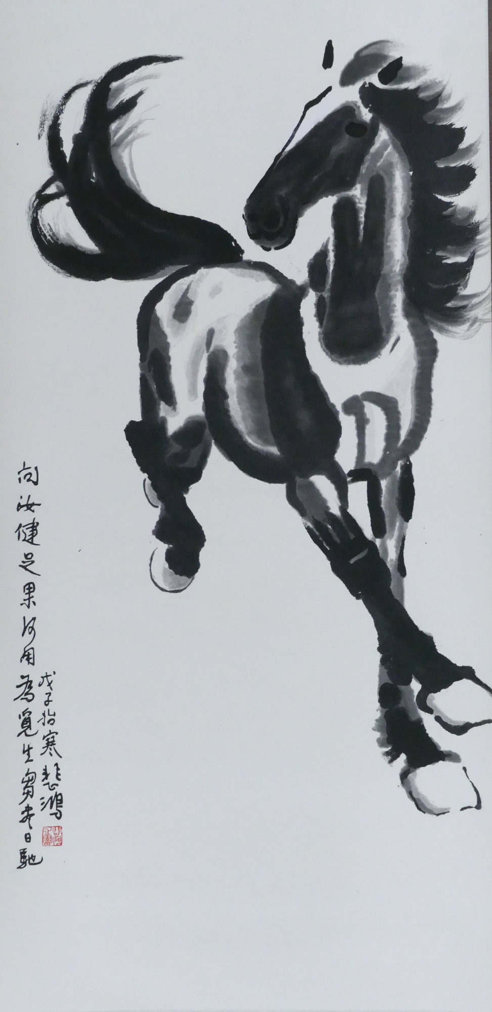 Chinese Horse Watercolor Scroll