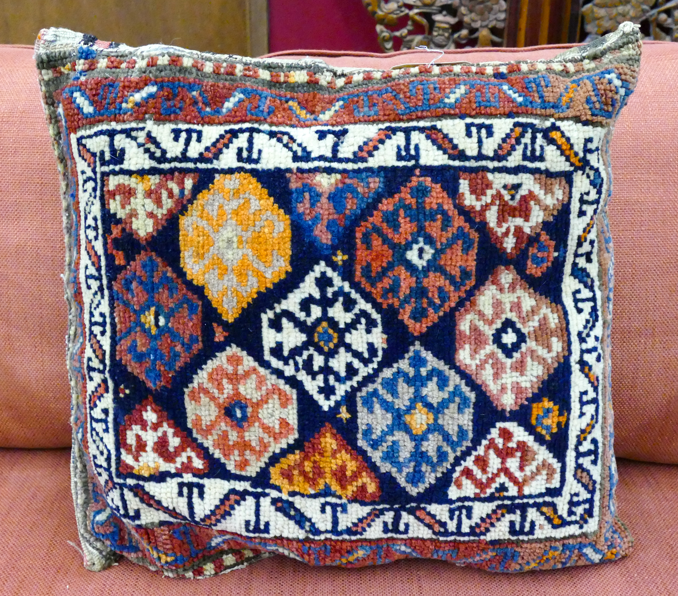 Antique Oriental Rug Pillow 17''x17''