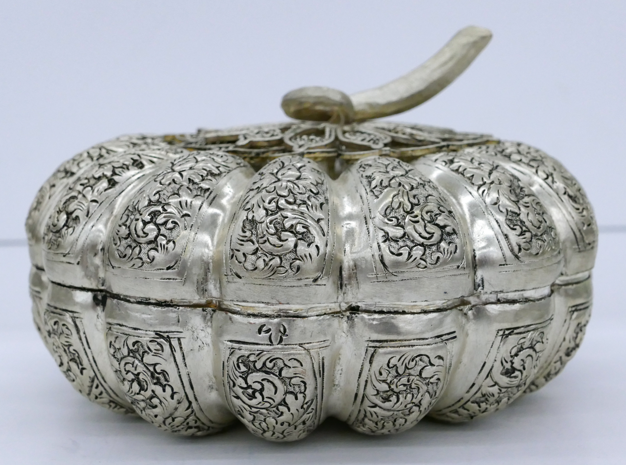 Burmese Silver Figural Melon Box