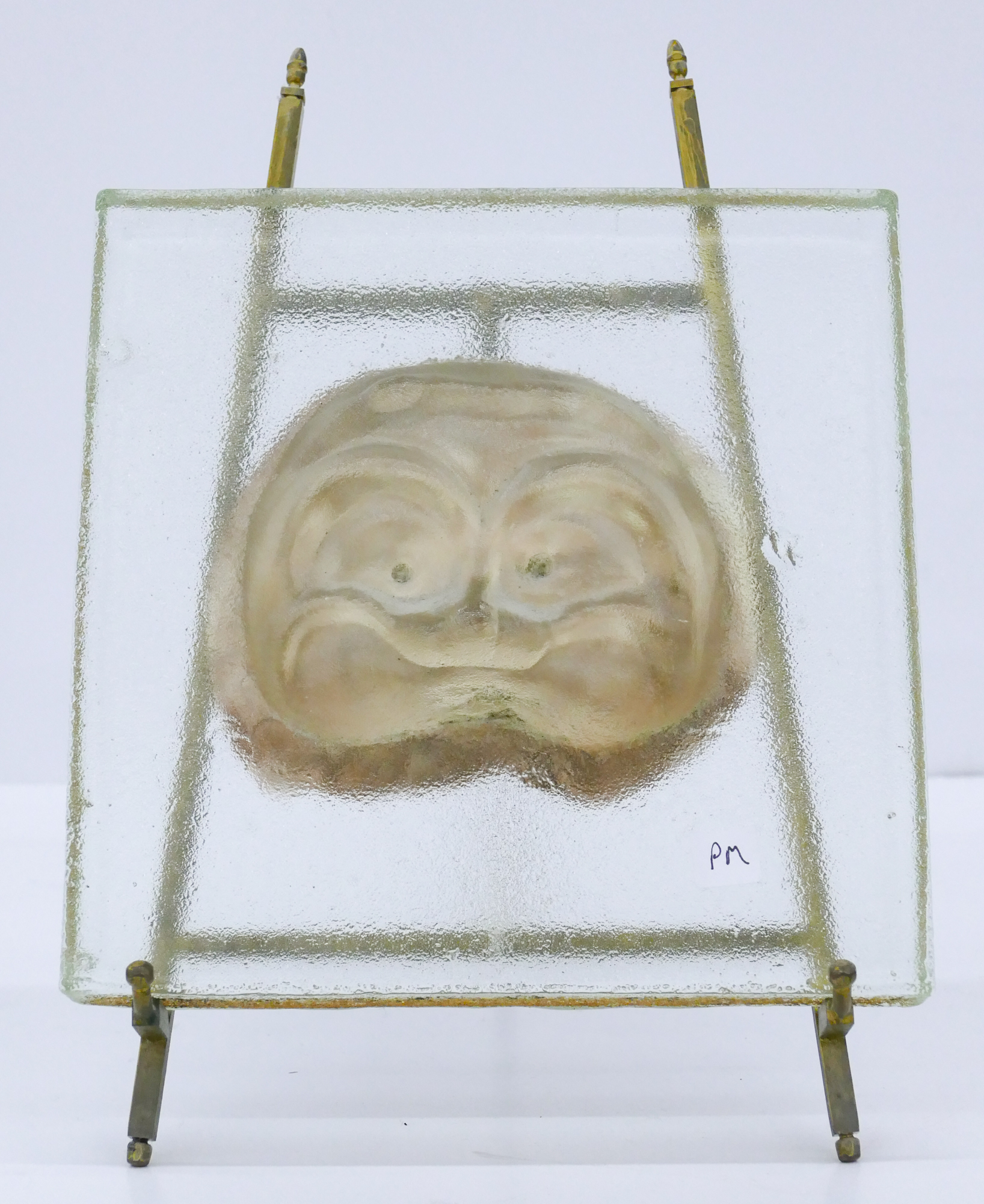 Cast Glass Sculptural Face Plaque 3cfc8a