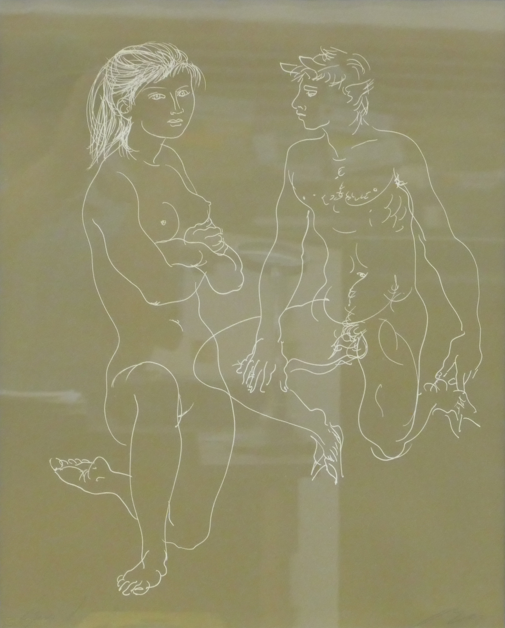 Hans Erni Nymph and Satyr S/N Lithograph