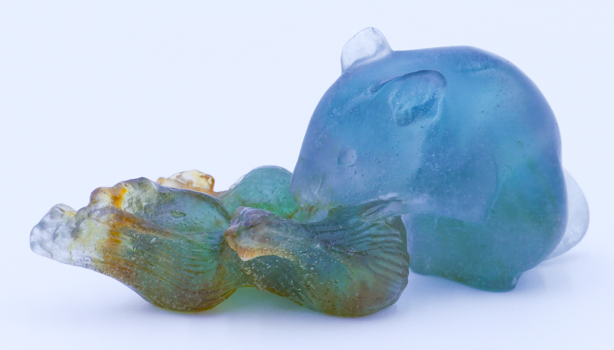 Pate de Verre Glass Mouse Figure