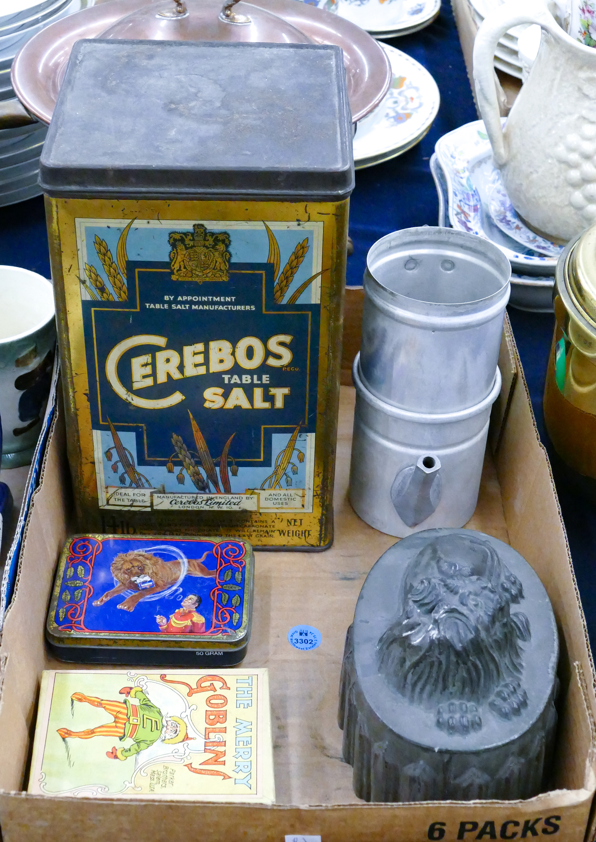 Box Old Tins and Kitchenware