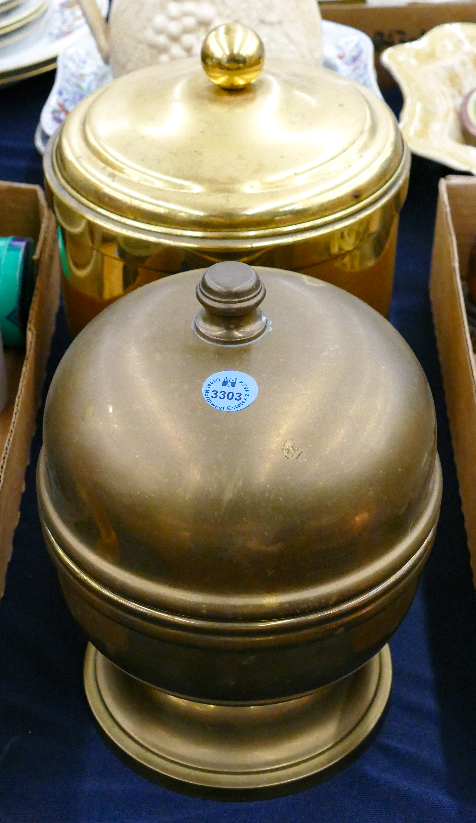 2pc Vintage Brass Ice Buckets