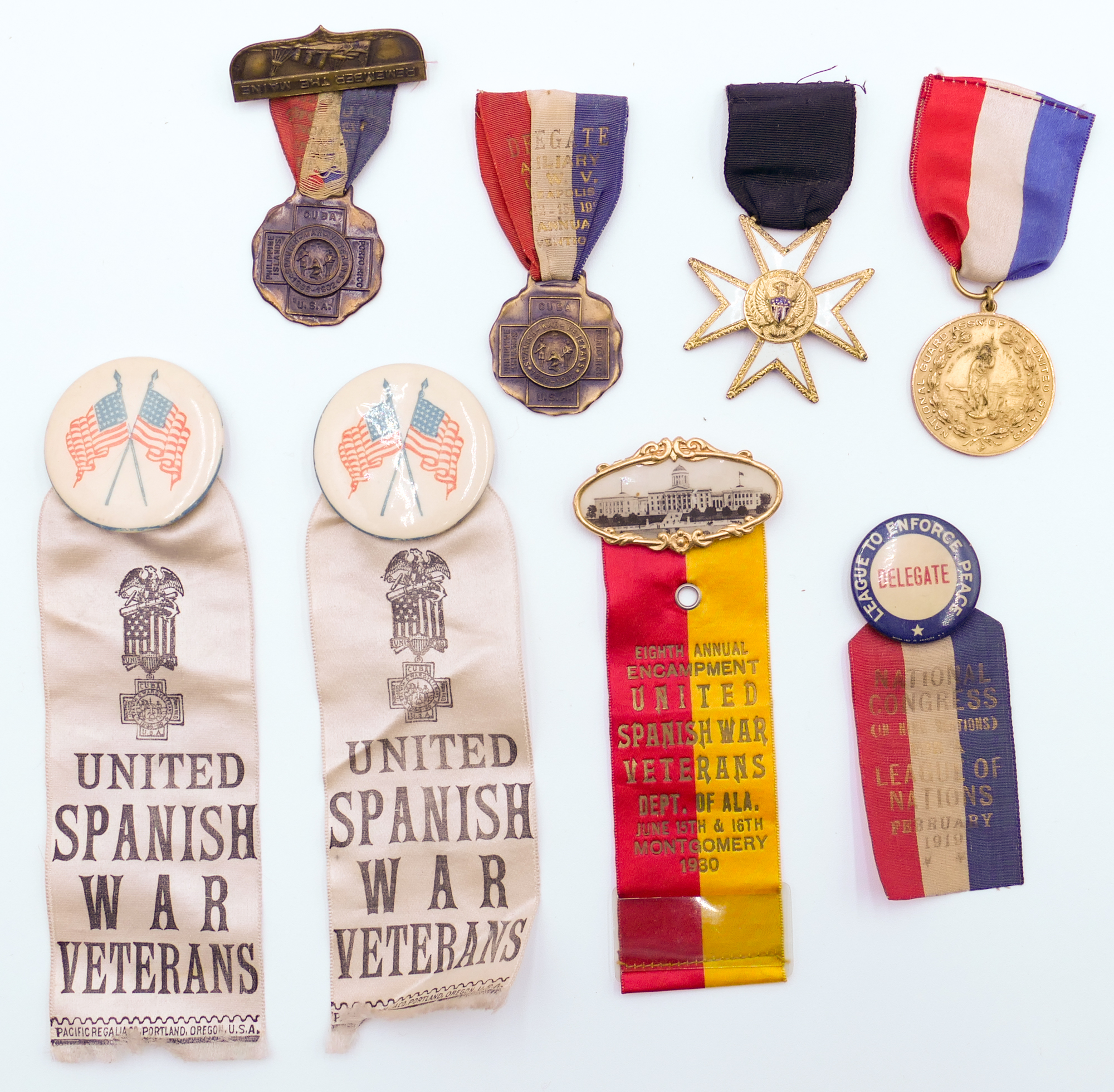 Box 8pc Spanish American War Medals 3cfd28