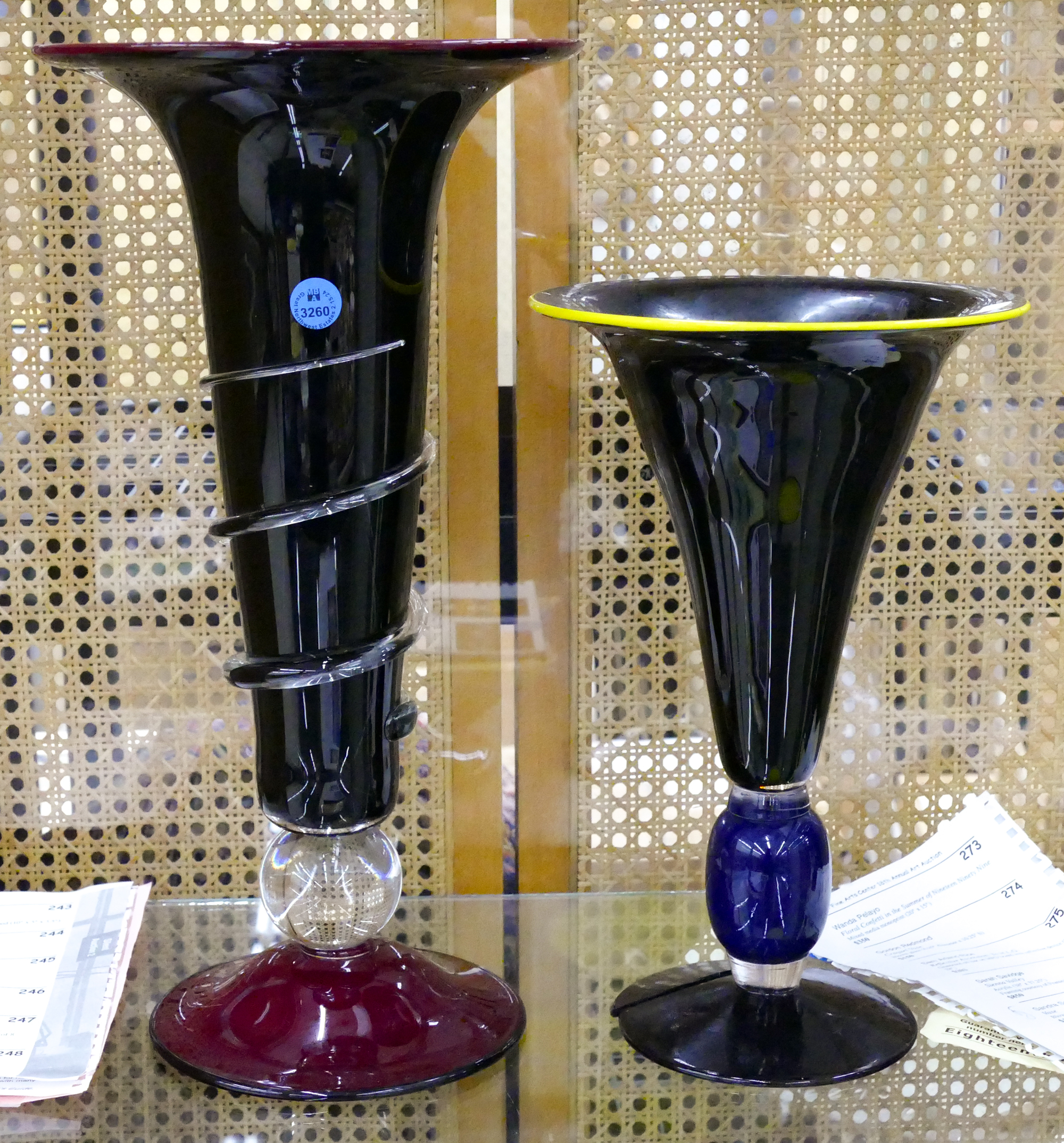 2pc Pratt School Studio Glass Vases 3cfd36