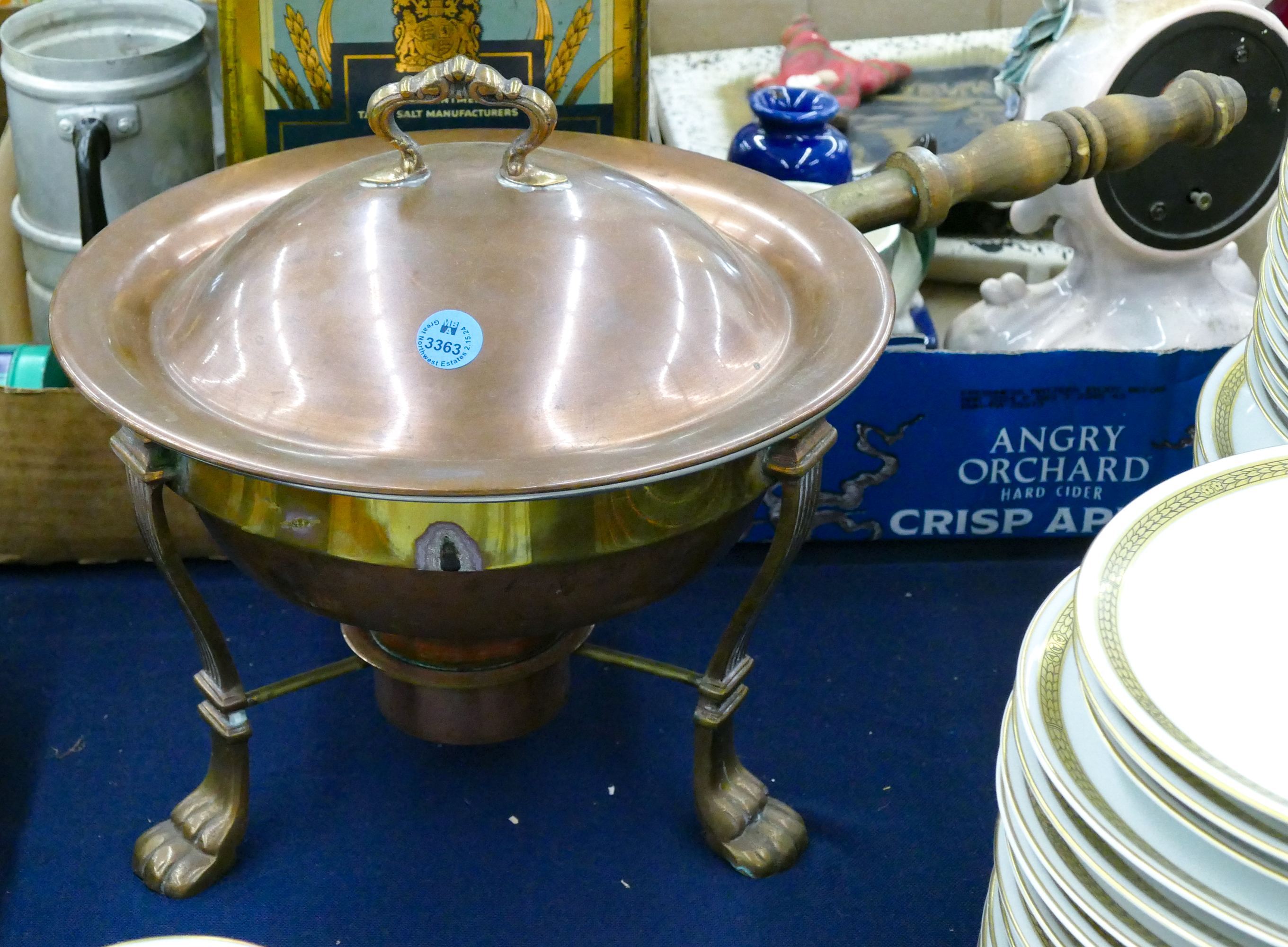 Vintage Copper Chafing Dish 18 Long