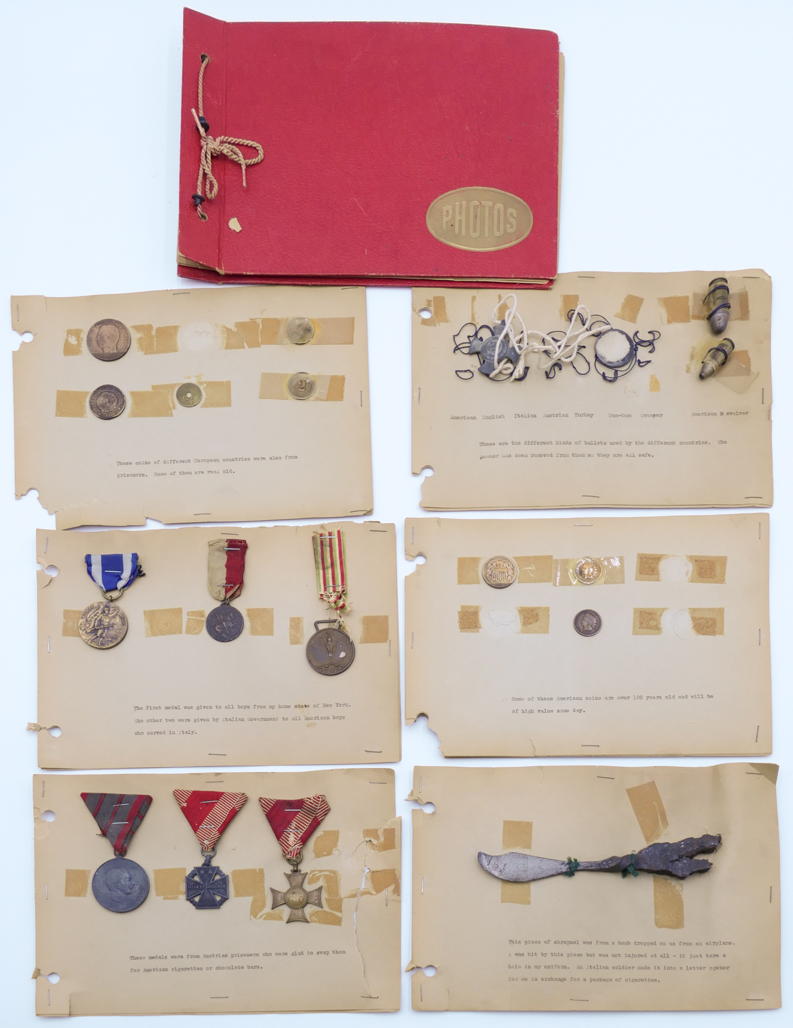 Box WWI War Medals in Scrapbook