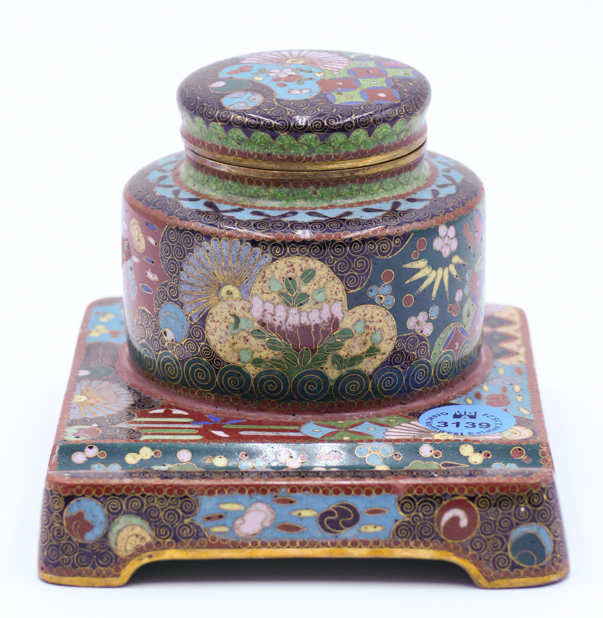 Fine Meiji Japanese Cloisonne Inkwell