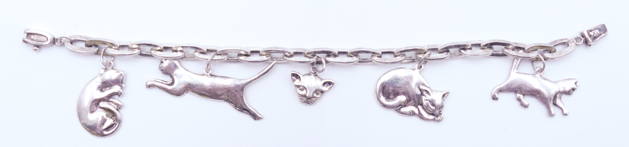 Roma Sterling Cat Charm Bracelet 3cfdfa