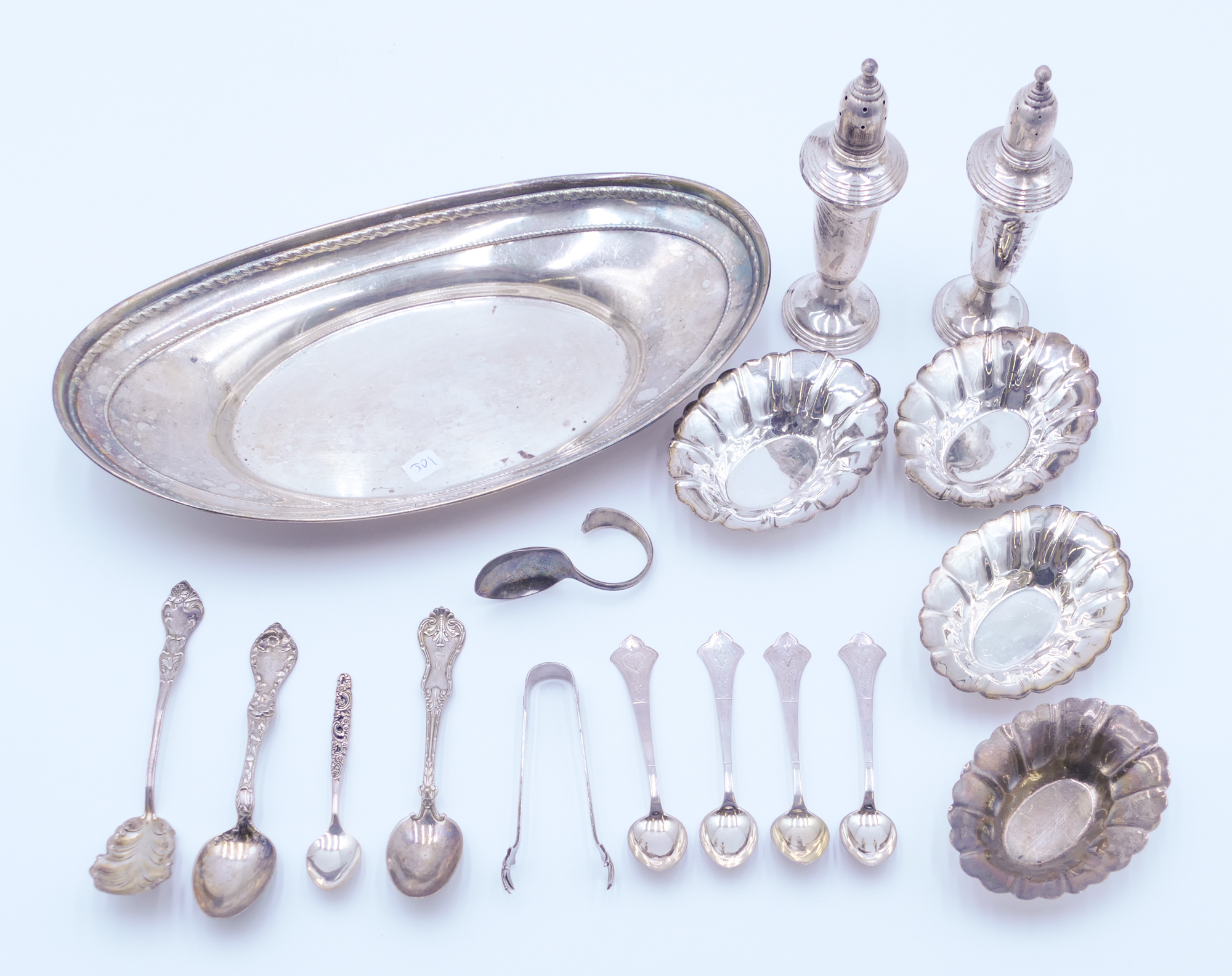 Box Sterling Oval Tray & Misc. Flatware