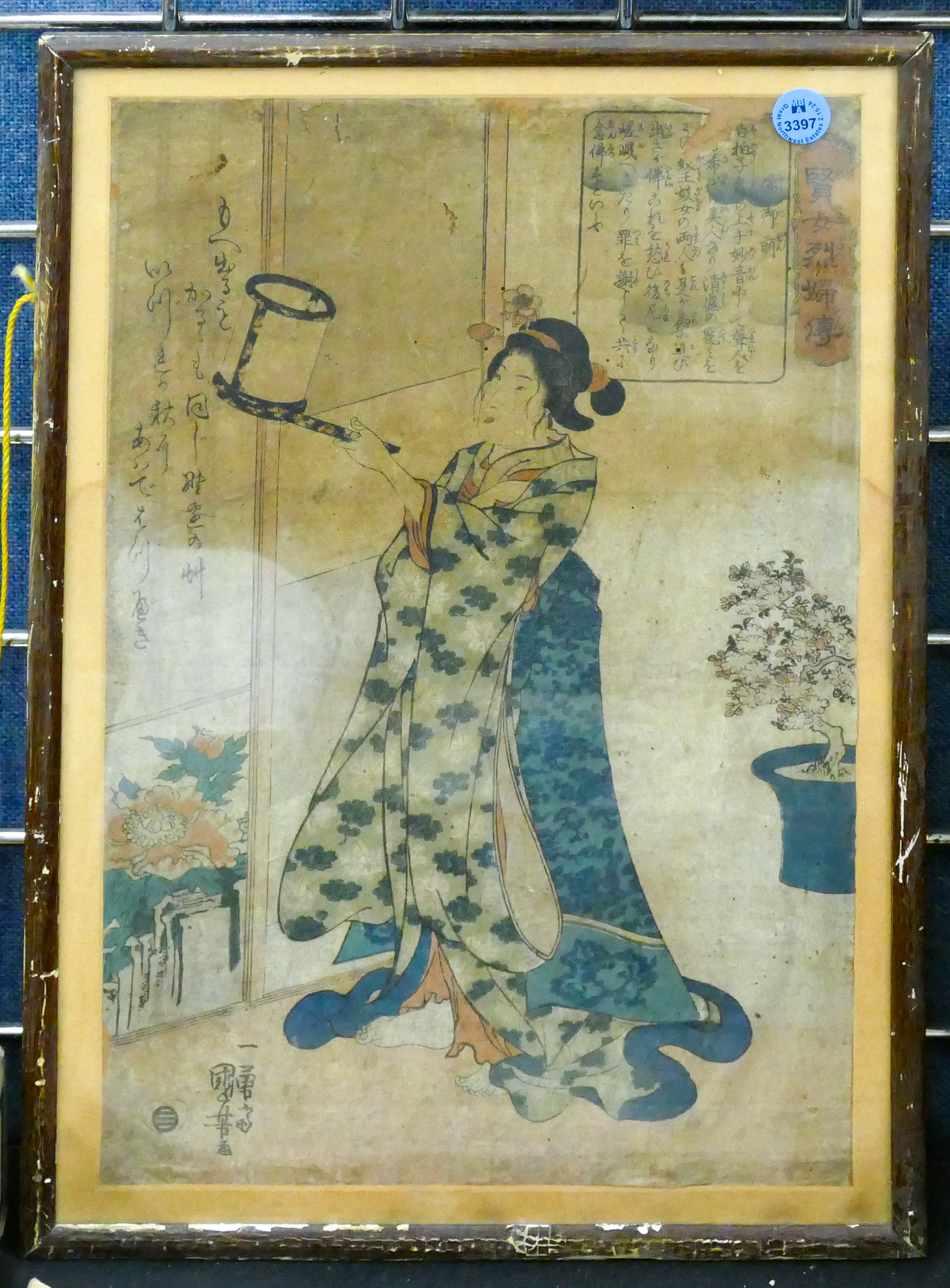 Antique Japanese Geisha Woodblock 3cfe57