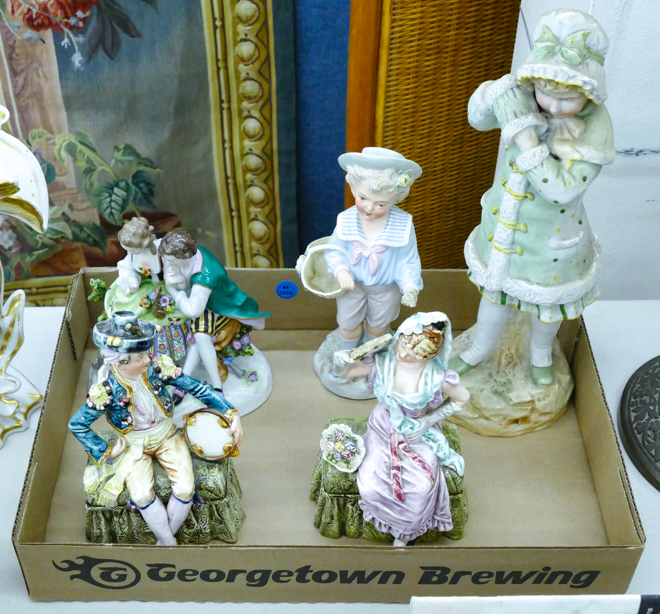 Box Antique Bisque Figurines etc.