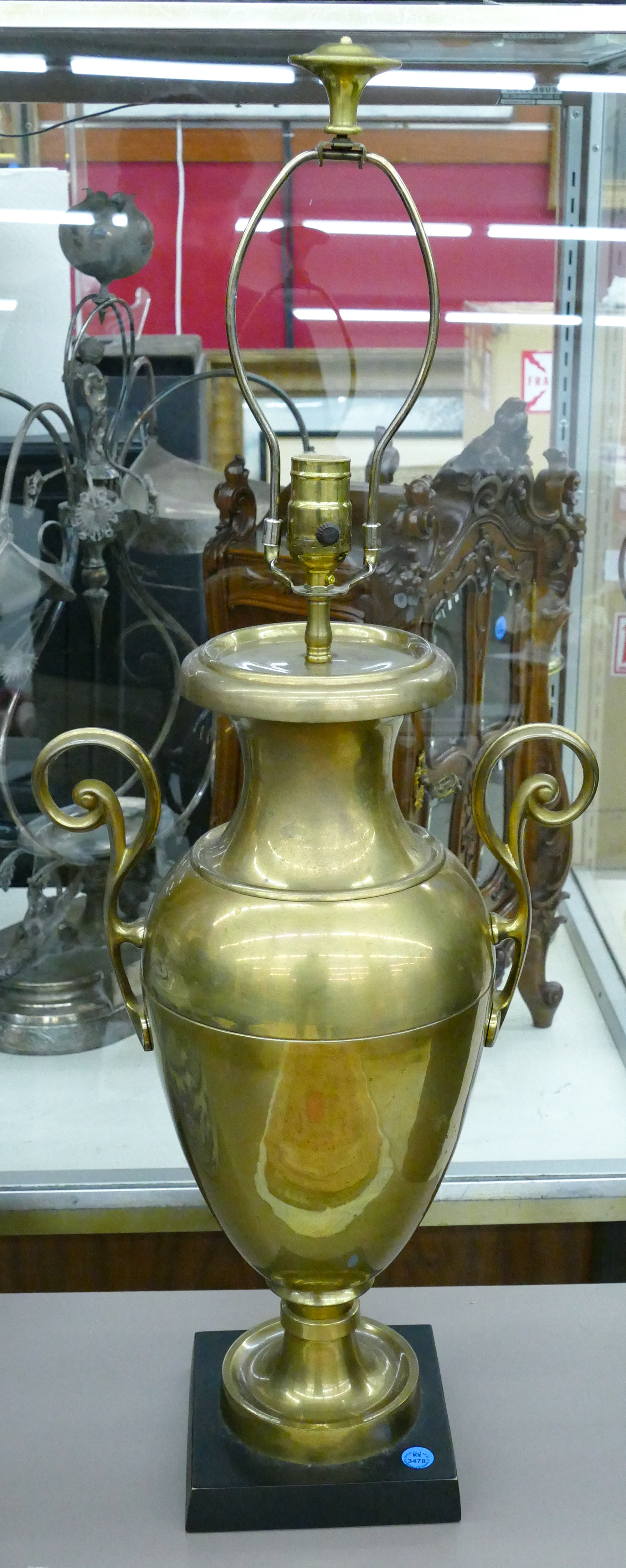 Heavy Brass Urn Table Lamp 32  3cfec0