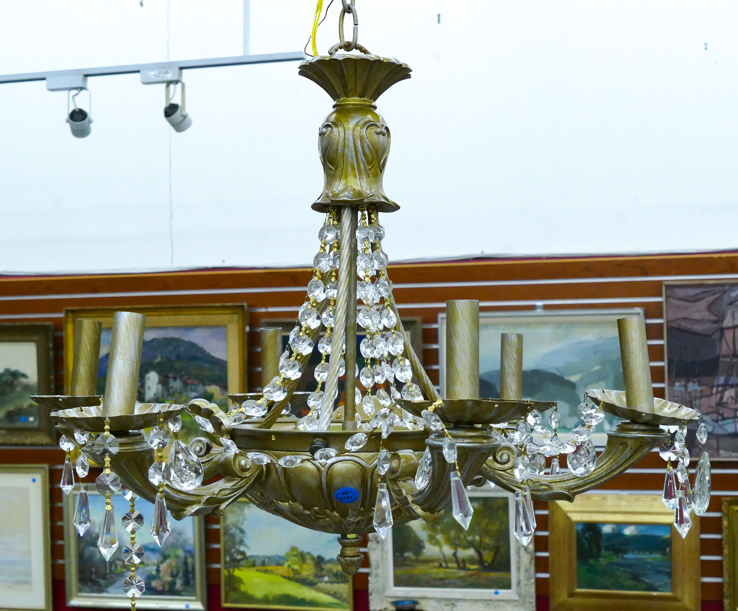 Vintage Ornate Metal Chandelier