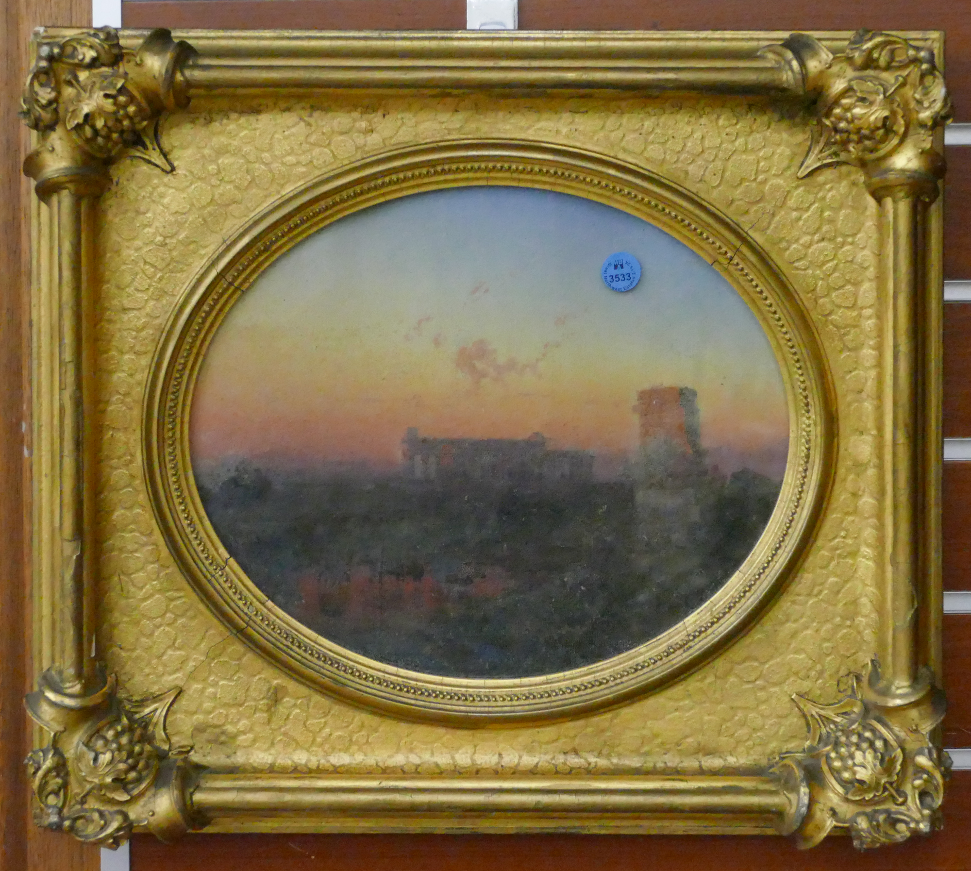 Antique European Ruins Oil Painting