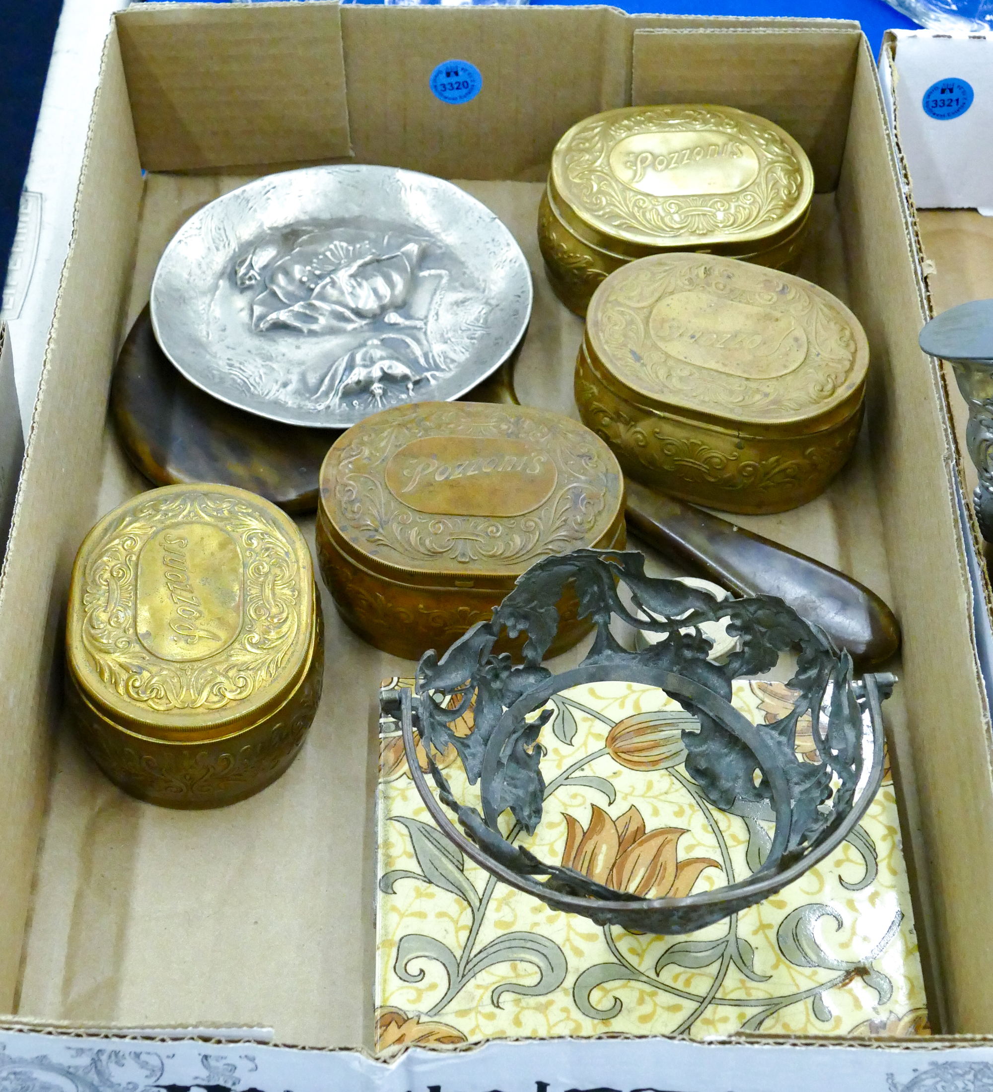 Box Antique Pizzonis Tins etc.