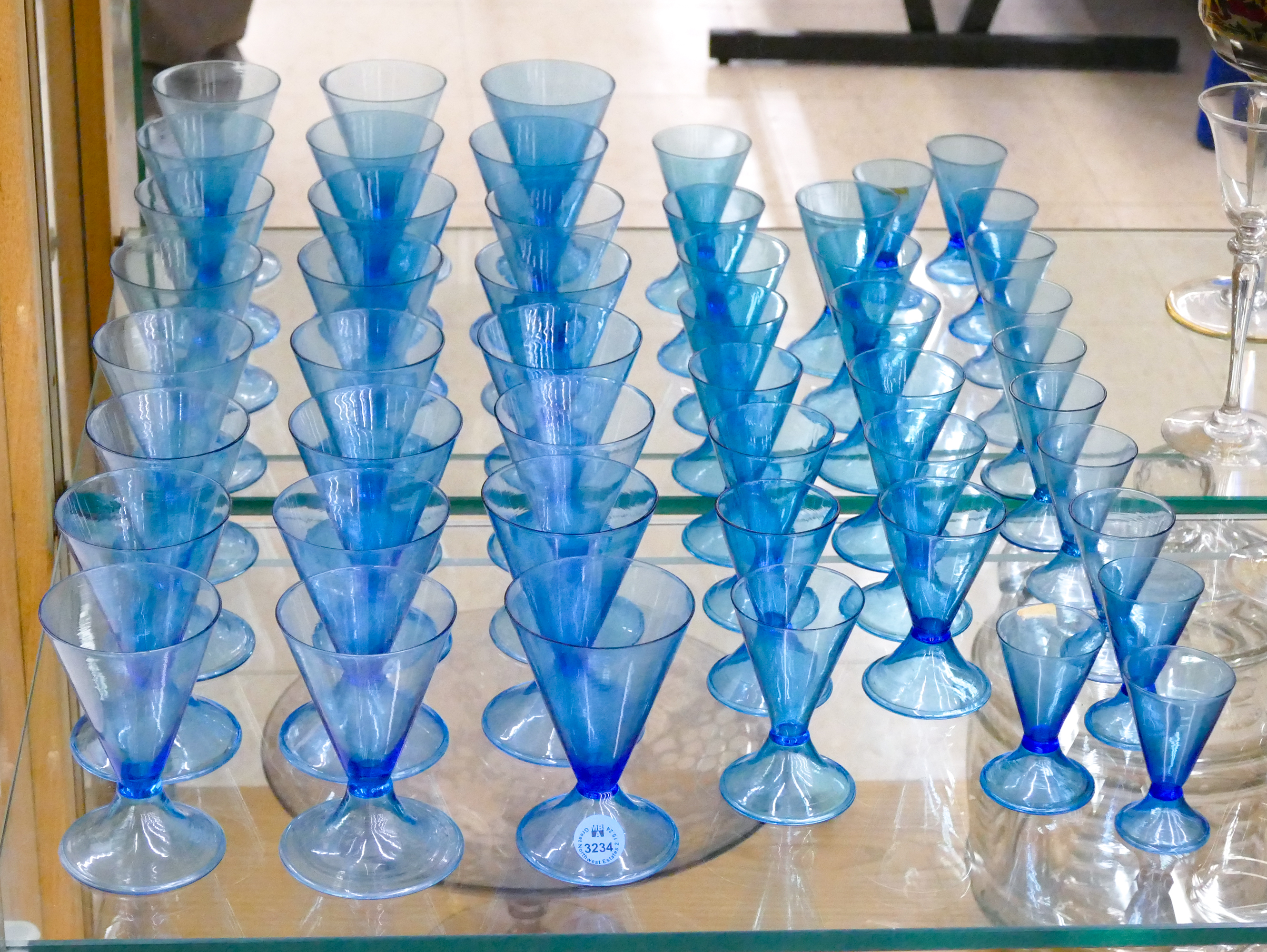 25pc Steuben Attributed Blue Small Glass