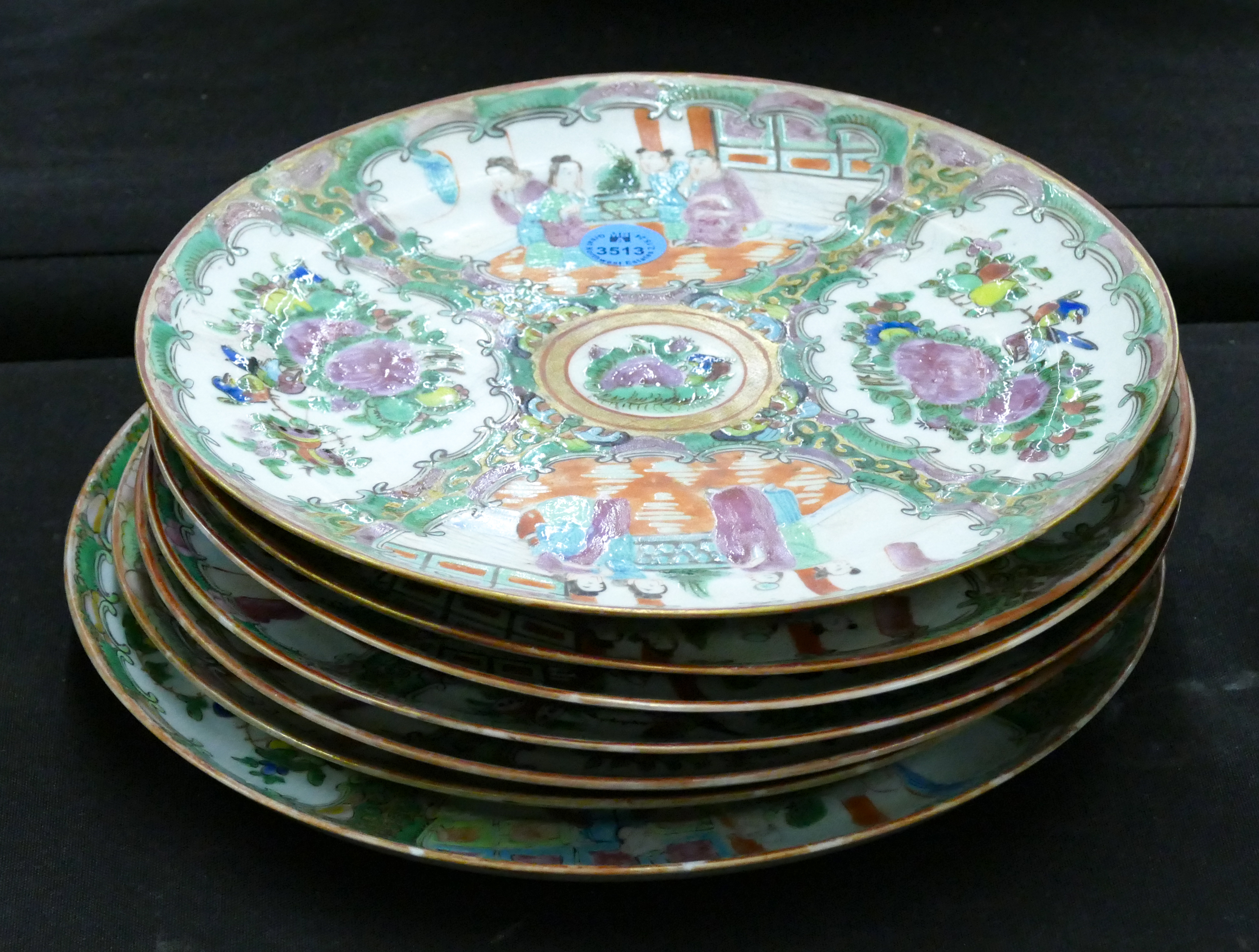 Stack 7pc Antique Chinese Rose 3cff15