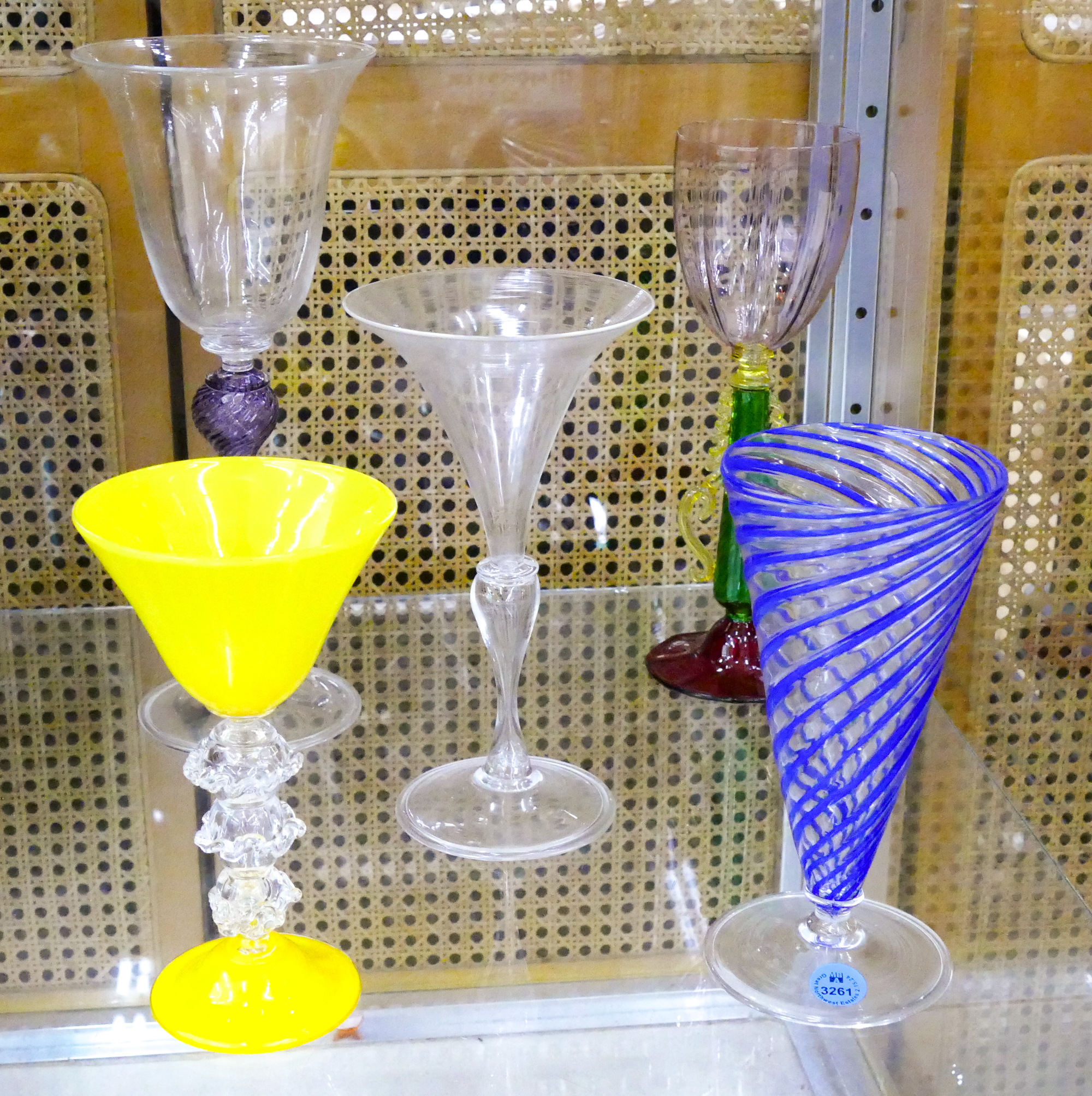 5pc Studio Glass Hand Blown Goblets 3cff2b