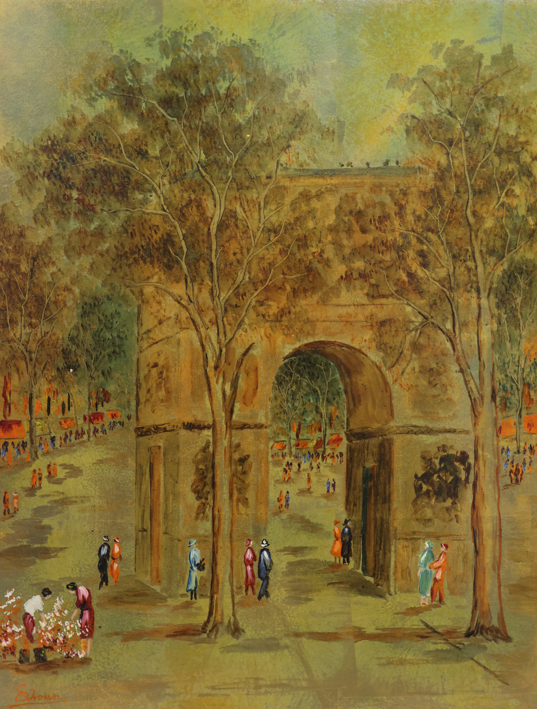 Vintage Parisian Arc de Triomphe Oil