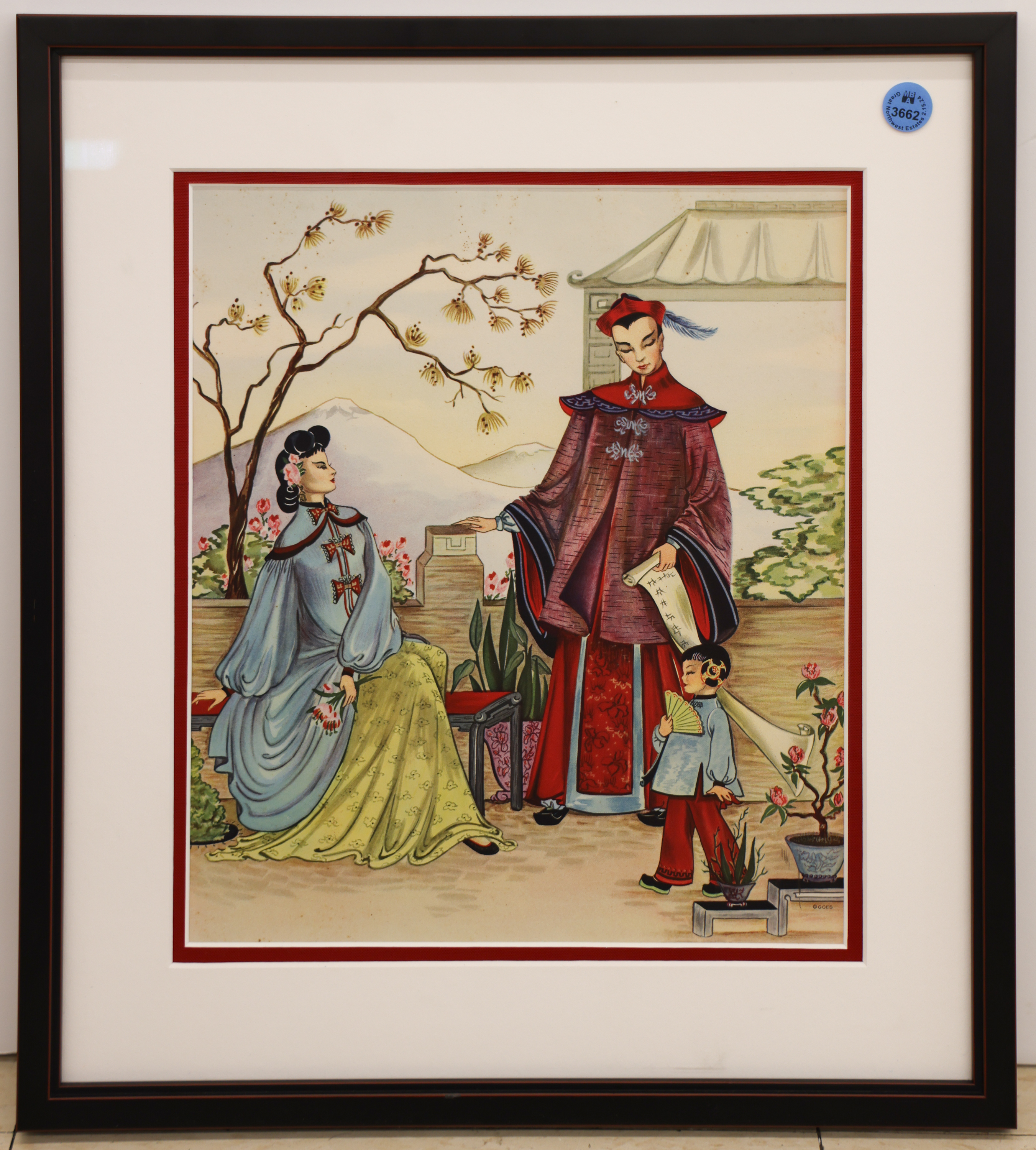 Vintage Chinese Family Print Framed 3cff5b