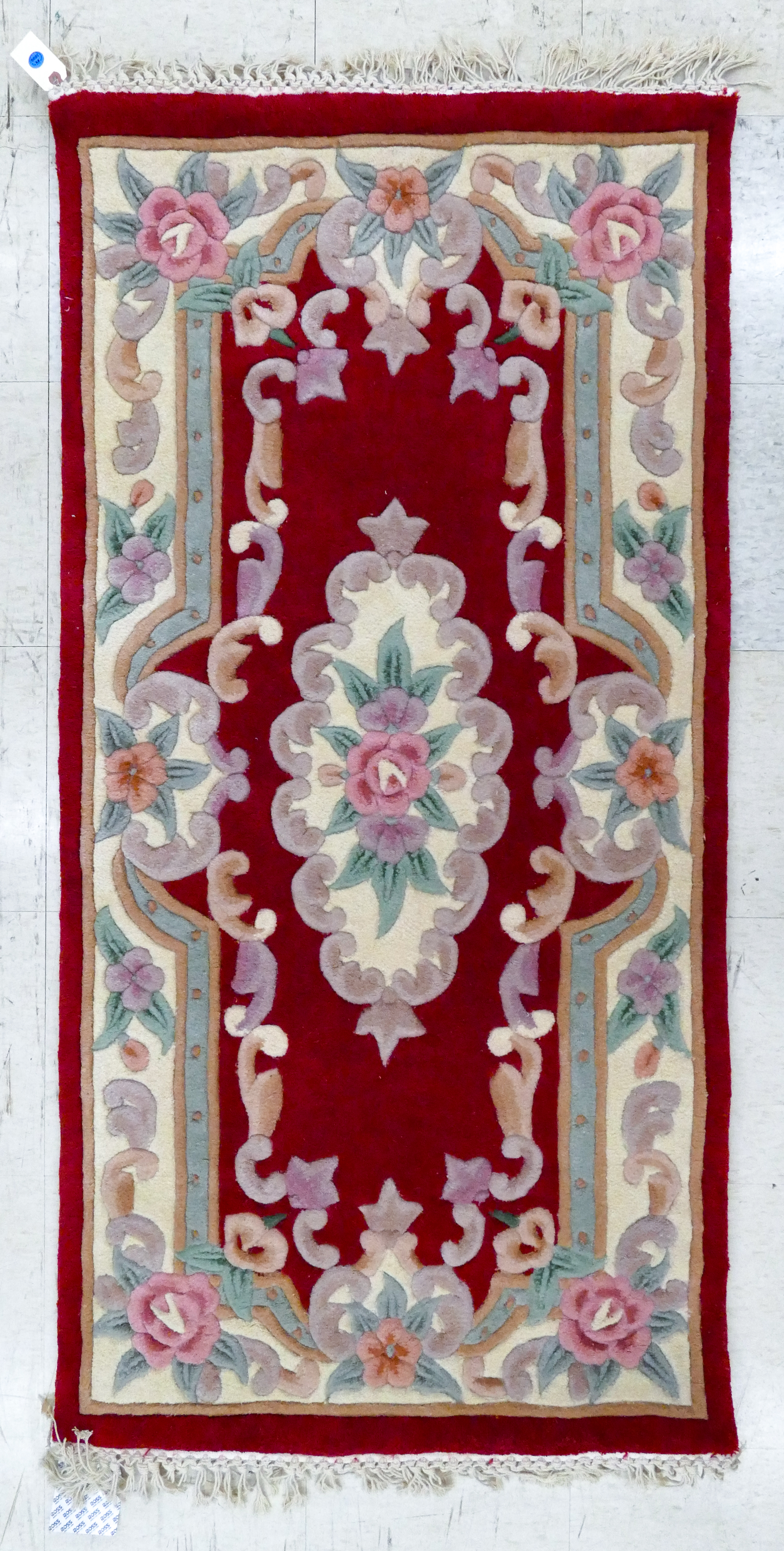 Red Chinese Floral Sculpted Rug 3cff80