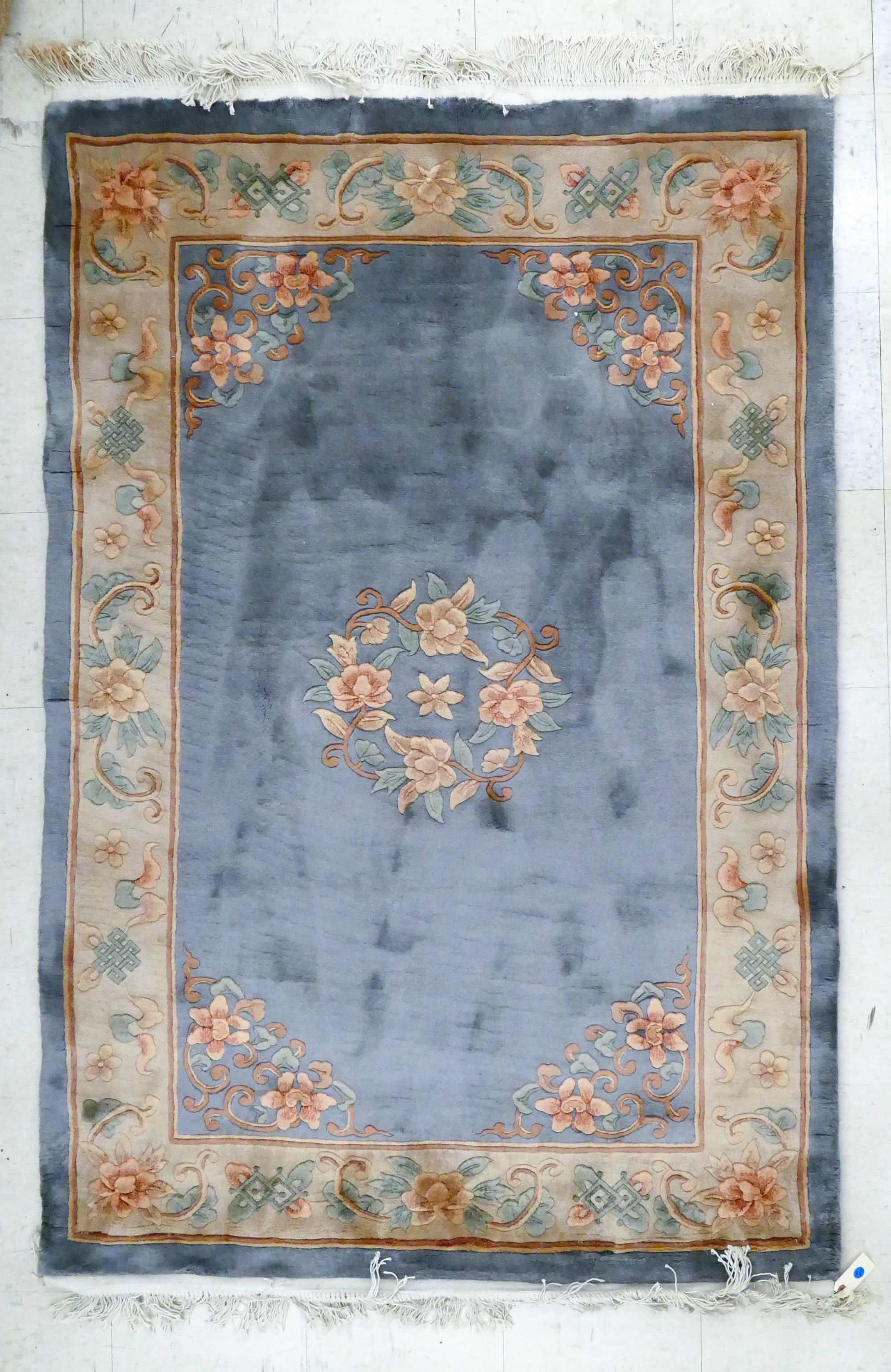 Chinese Floral Sculpted Rug 6'