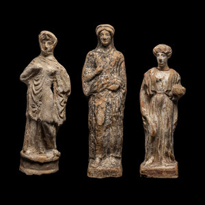 Three Greek Terracotta Standing