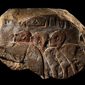 An Egyptian Painted Sandstone Relief 3d015e