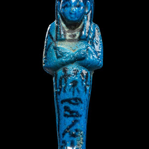 An Egyptian Blue Faience Ushabti