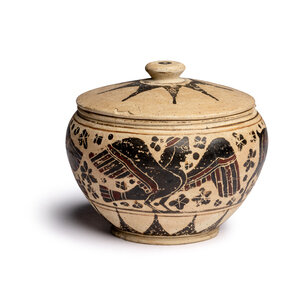 A Corinthian Pottery Lidded Pyxis