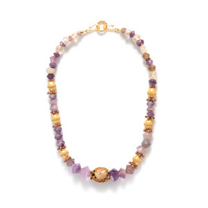 A Greek Amethyst and Gold Bead