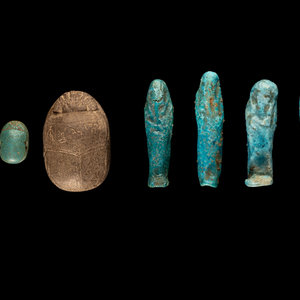 Five Egyptian Faience Ushabtis