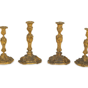 Two Pairs of Louis XV Style Gilt Bronze