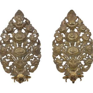 A Pair of Dutch Chased Brass Two Light 3d0263