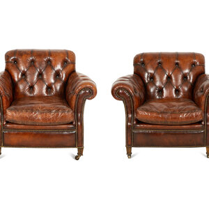 A Pair of Chesterfield Style Leather