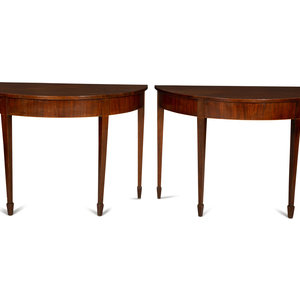 A Pair of George III Mahogany Demilune