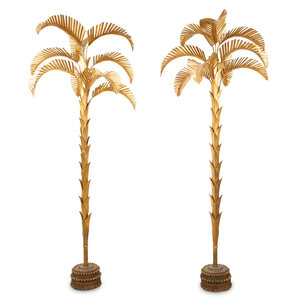 A Pair of Gilt Metal Palm Trees