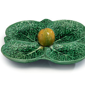 A Glazed Earthenware Leaf Form