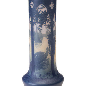 A DeVez Cameo Glass Landscape Vase
Early