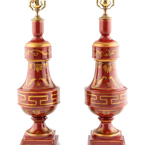 A Pair of Painted Tole Lamps
20th