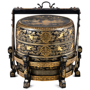 A Chinese Gilt Decorated Black