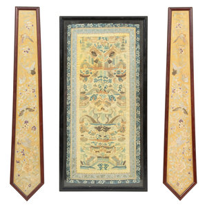 Three Chinese Framed Embroidered