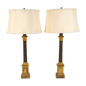 A Pair of Charles X Gilt and Patinated